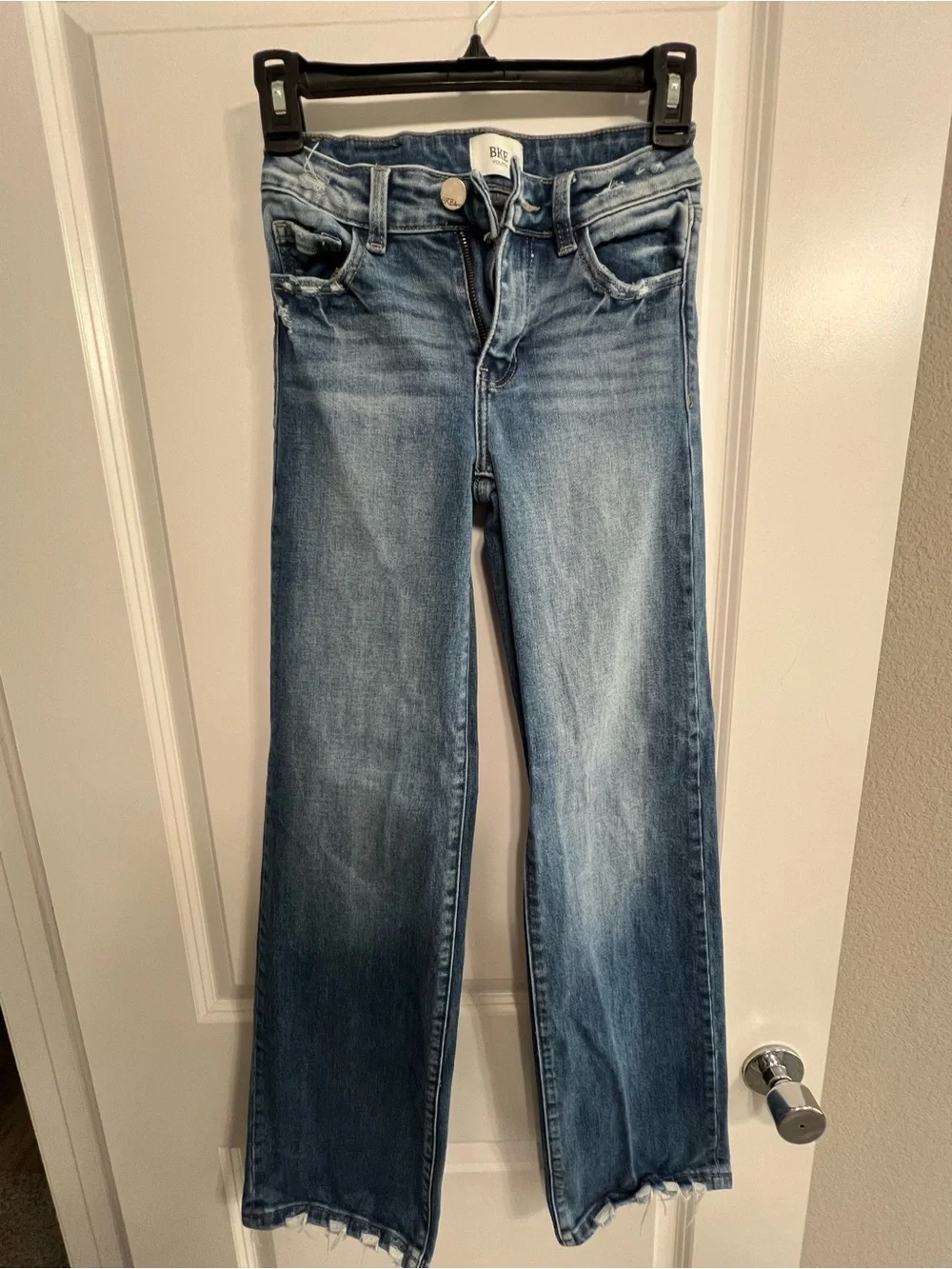 BKE Girl's Medium Wash Jeans with Raw Hem